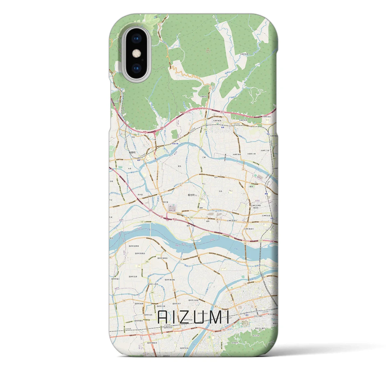 【藍住(徳島県)】地図柄iPhoneケース(バックカバータイプ)