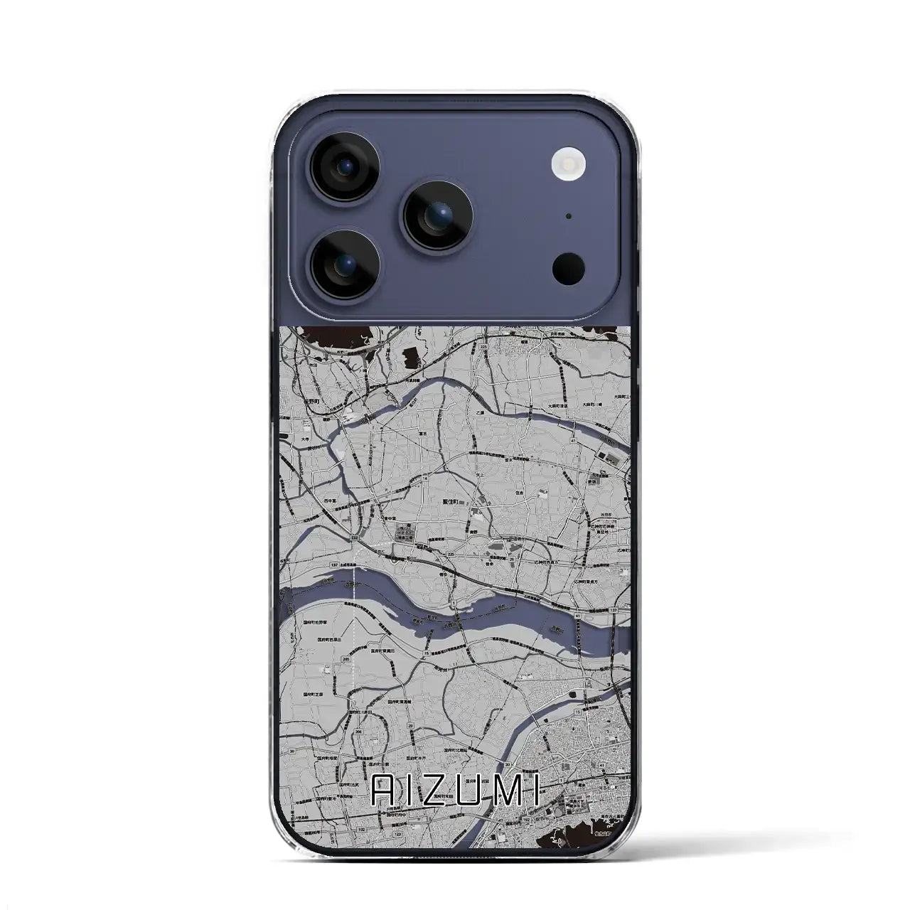 【藍住(徳島県)】地図柄iPhoneケース(クリアタイプ)モノトーン・iPhone 17 Pro Max 用