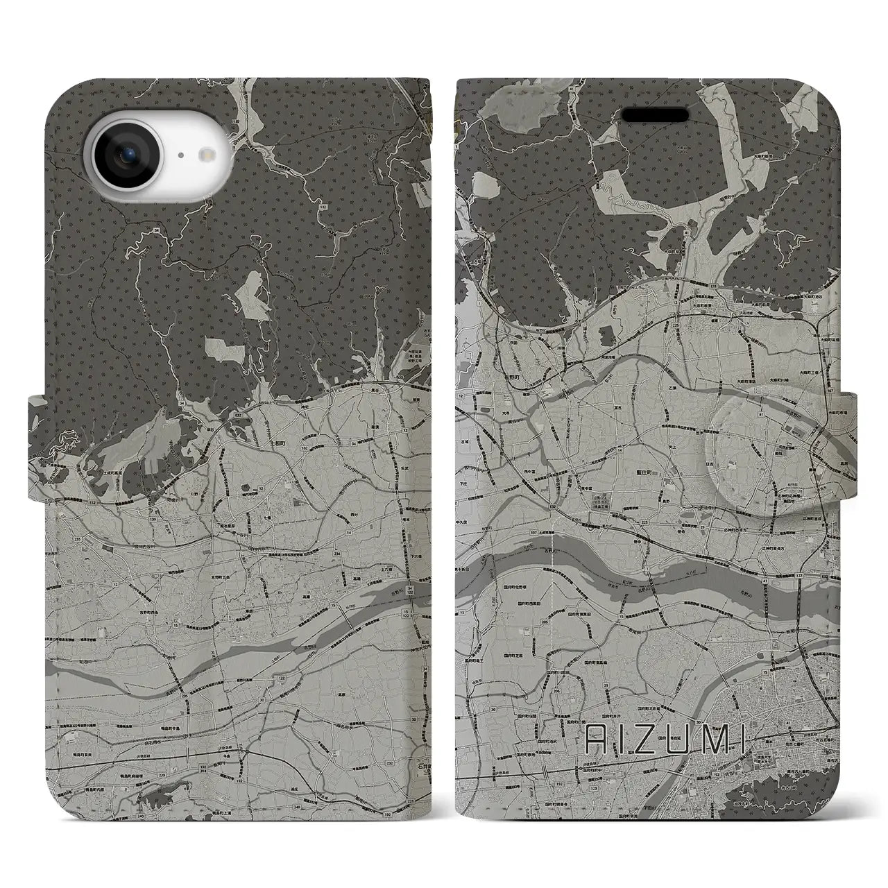 【藍住(徳島県)】地図柄iPhoneケース(手帳タイプ)