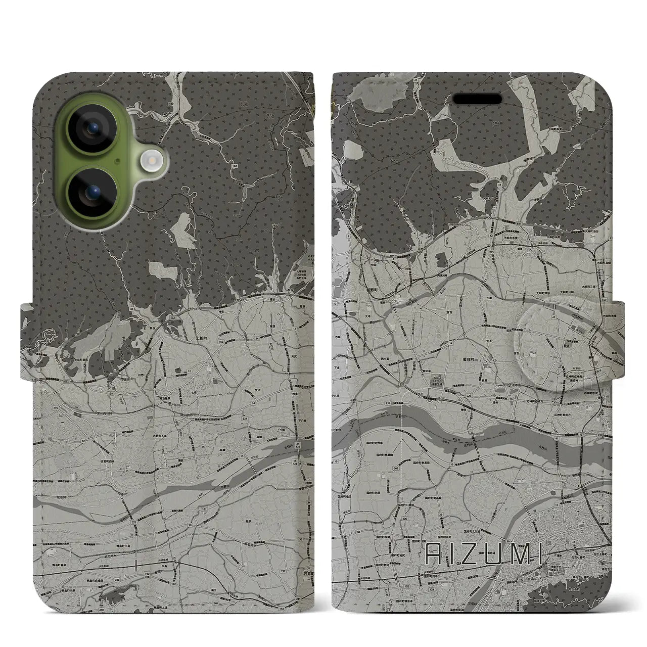 【藍住(徳島県)】地図柄iPhoneケース(手帳タイプ)