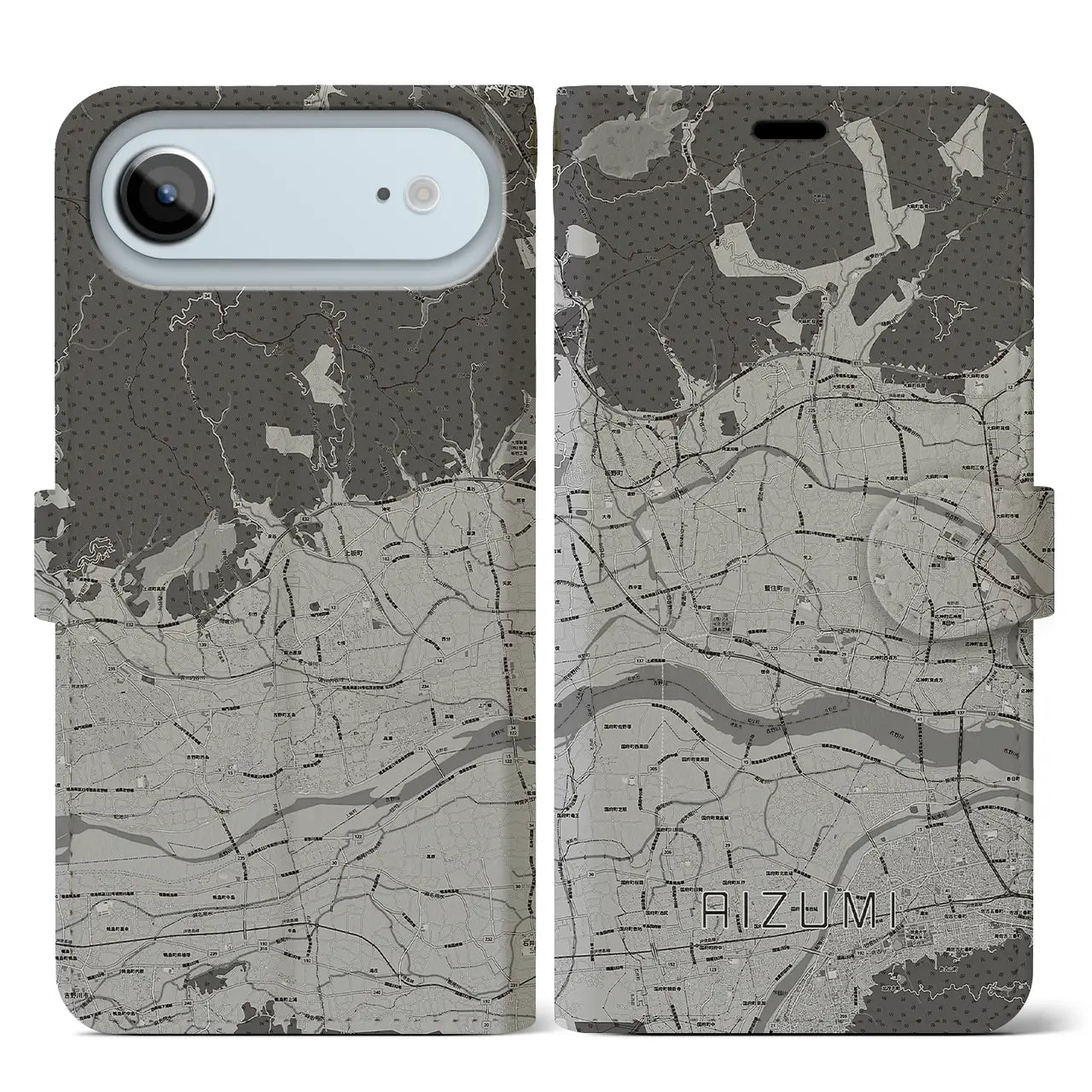 【藍住(徳島県)】地図柄iPhoneケース(手帳タイプ)