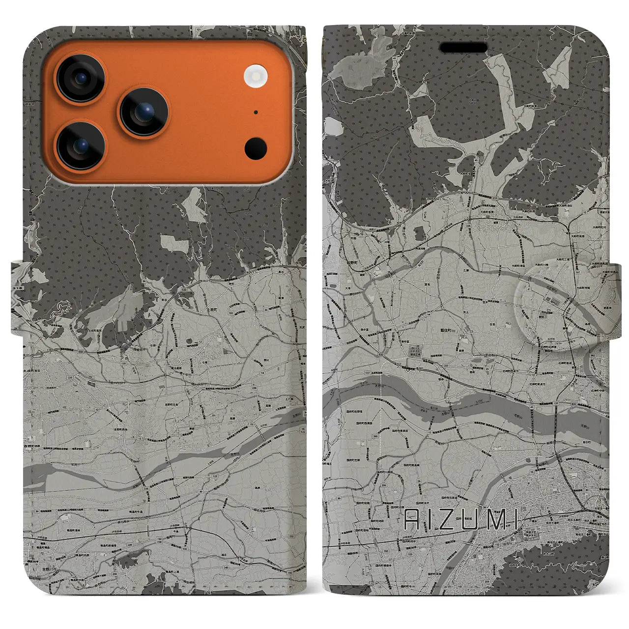 【藍住(徳島県)】地図柄iPhoneケース(手帳タイプ)