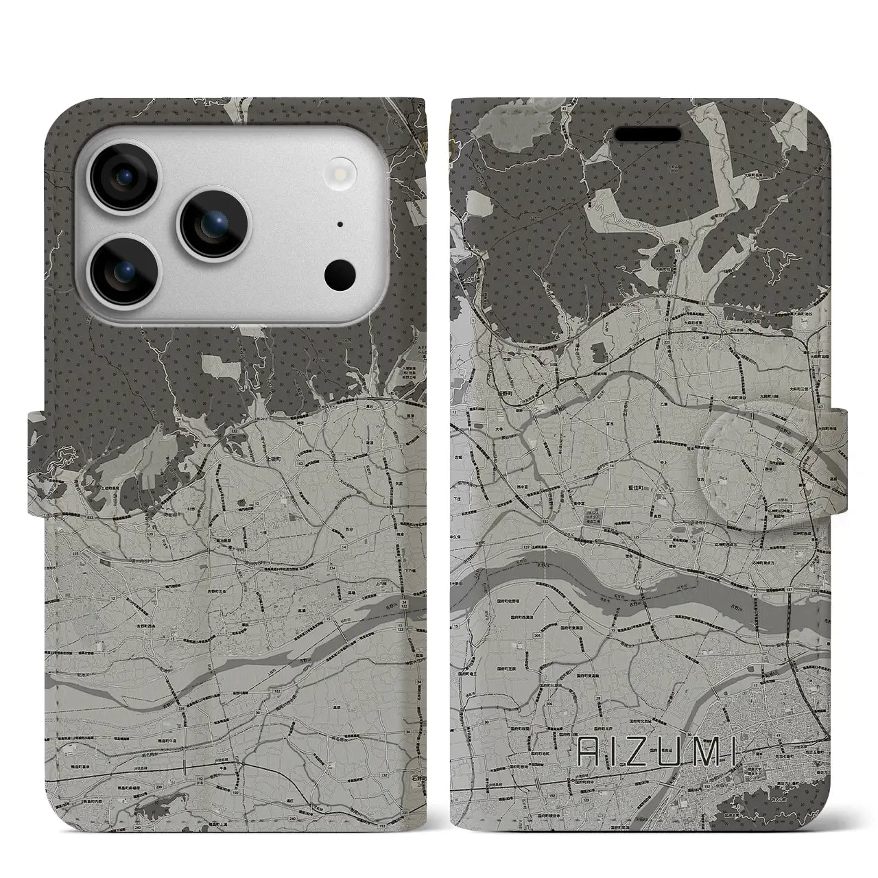 【藍住(徳島県)】地図柄iPhoneケース(手帳タイプ)