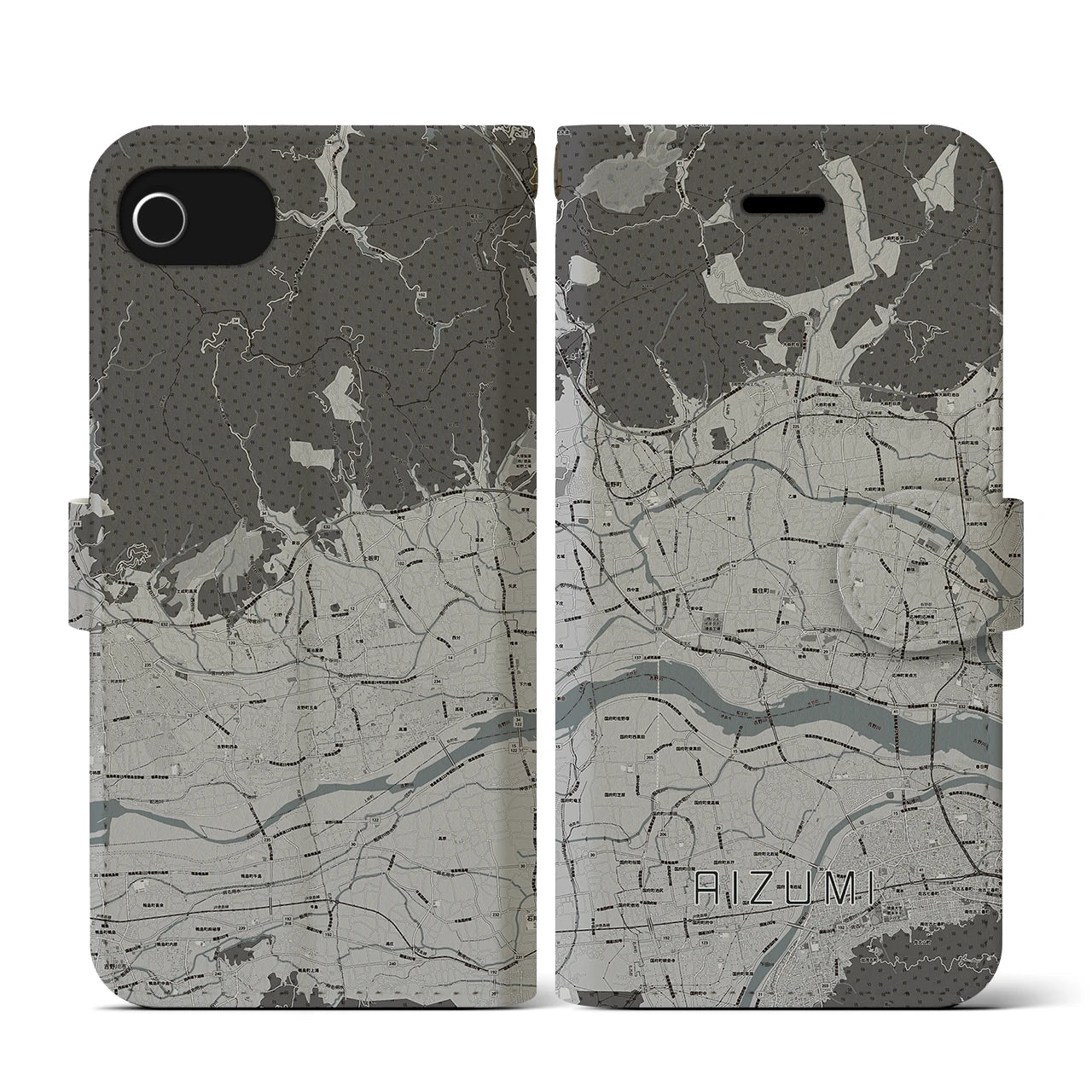 【藍住(徳島県)】地図柄iPhoneケース(手帳タイプ)