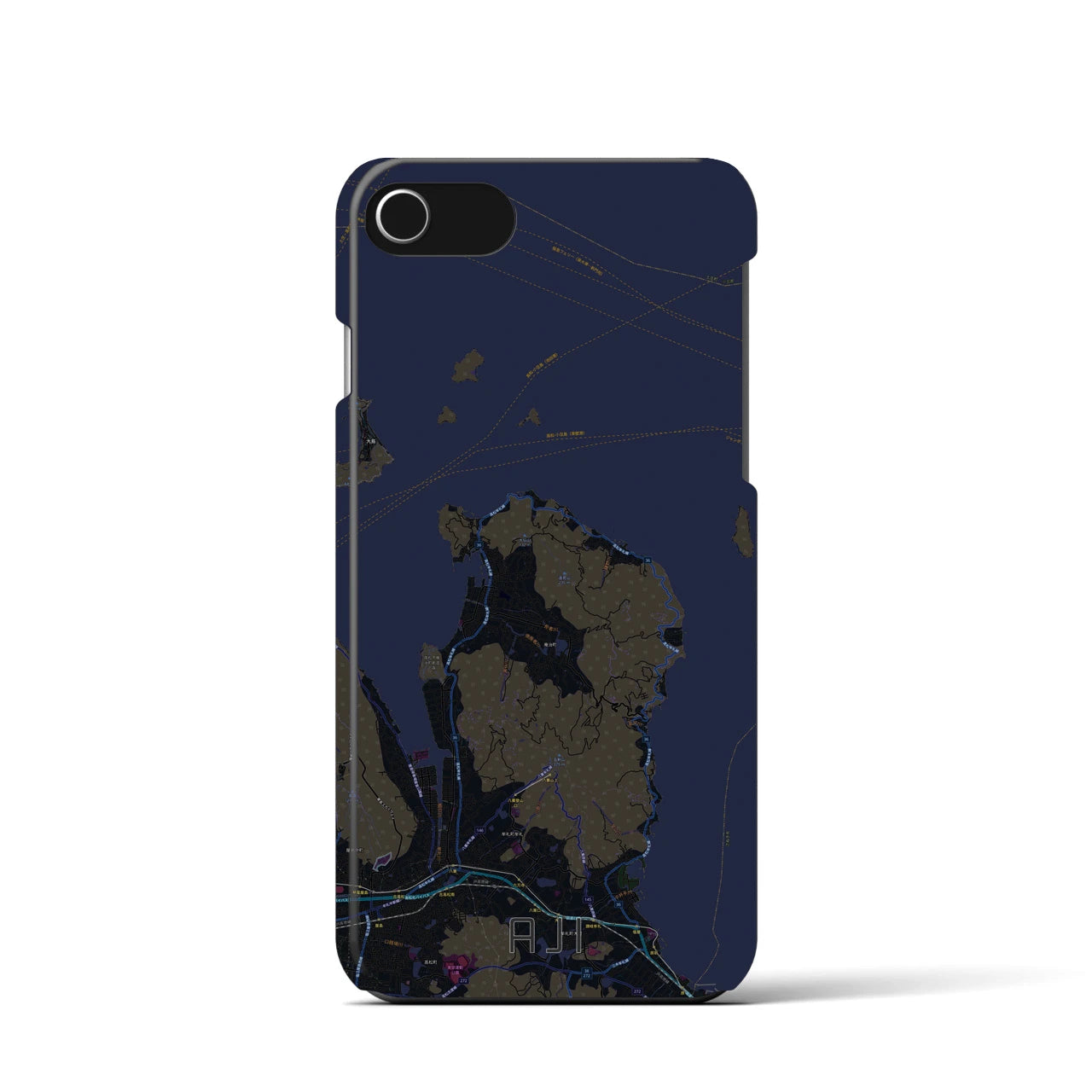 【庵治(香川県)】地図柄iPhoneケース(バックカバータイプ)