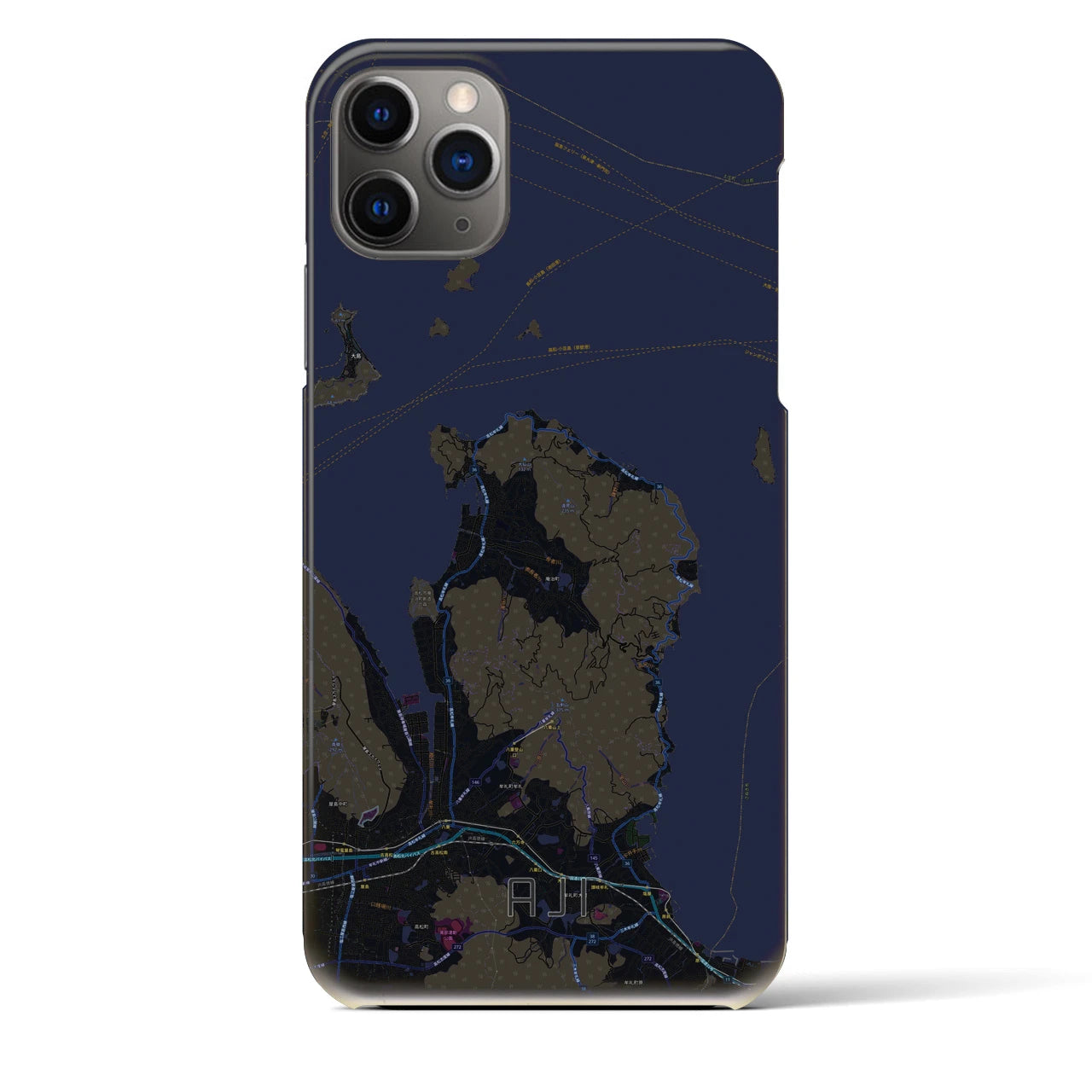 【庵治(香川県)】地図柄iPhoneケース(バックカバータイプ)