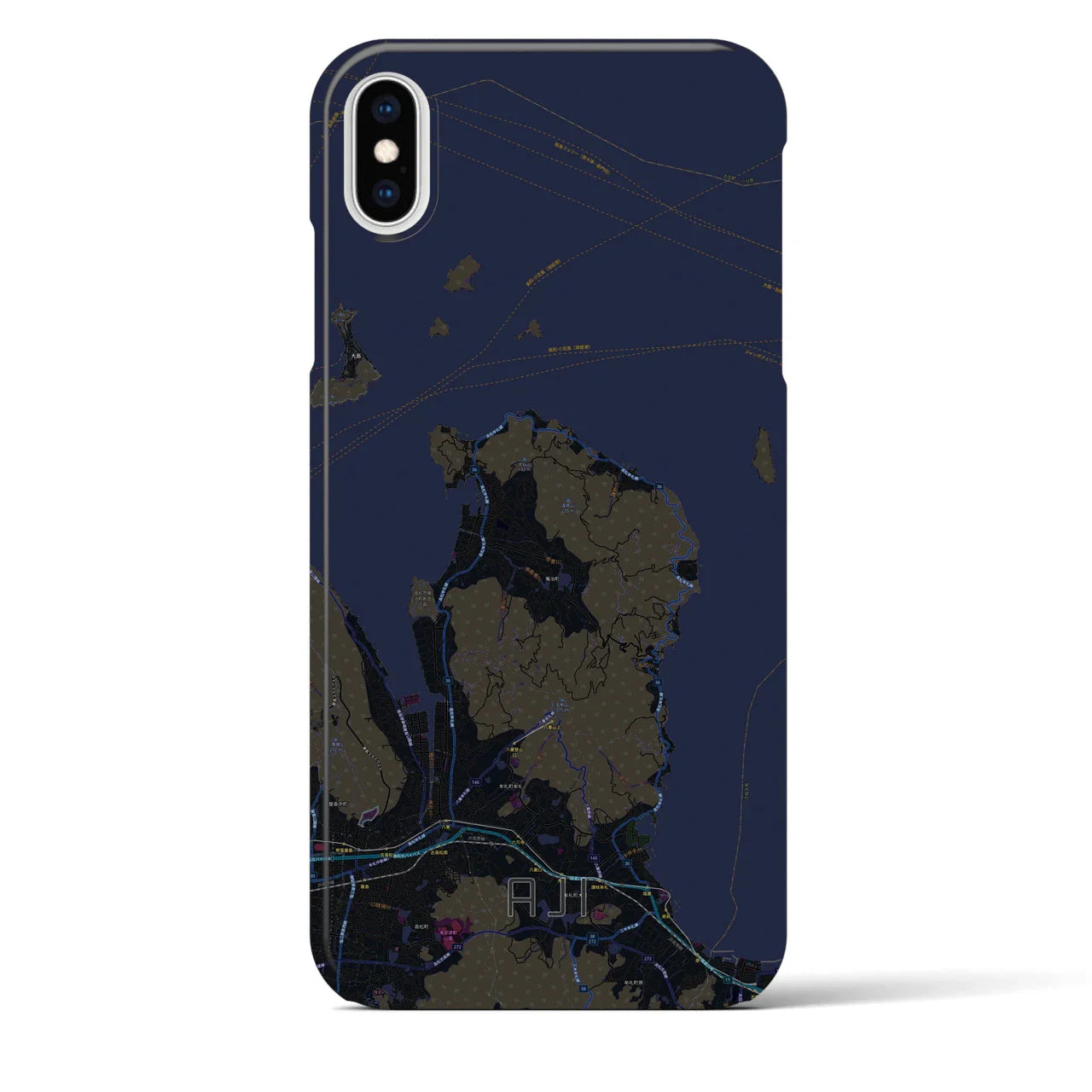 【庵治(香川県)】地図柄iPhoneケース(バックカバータイプ)