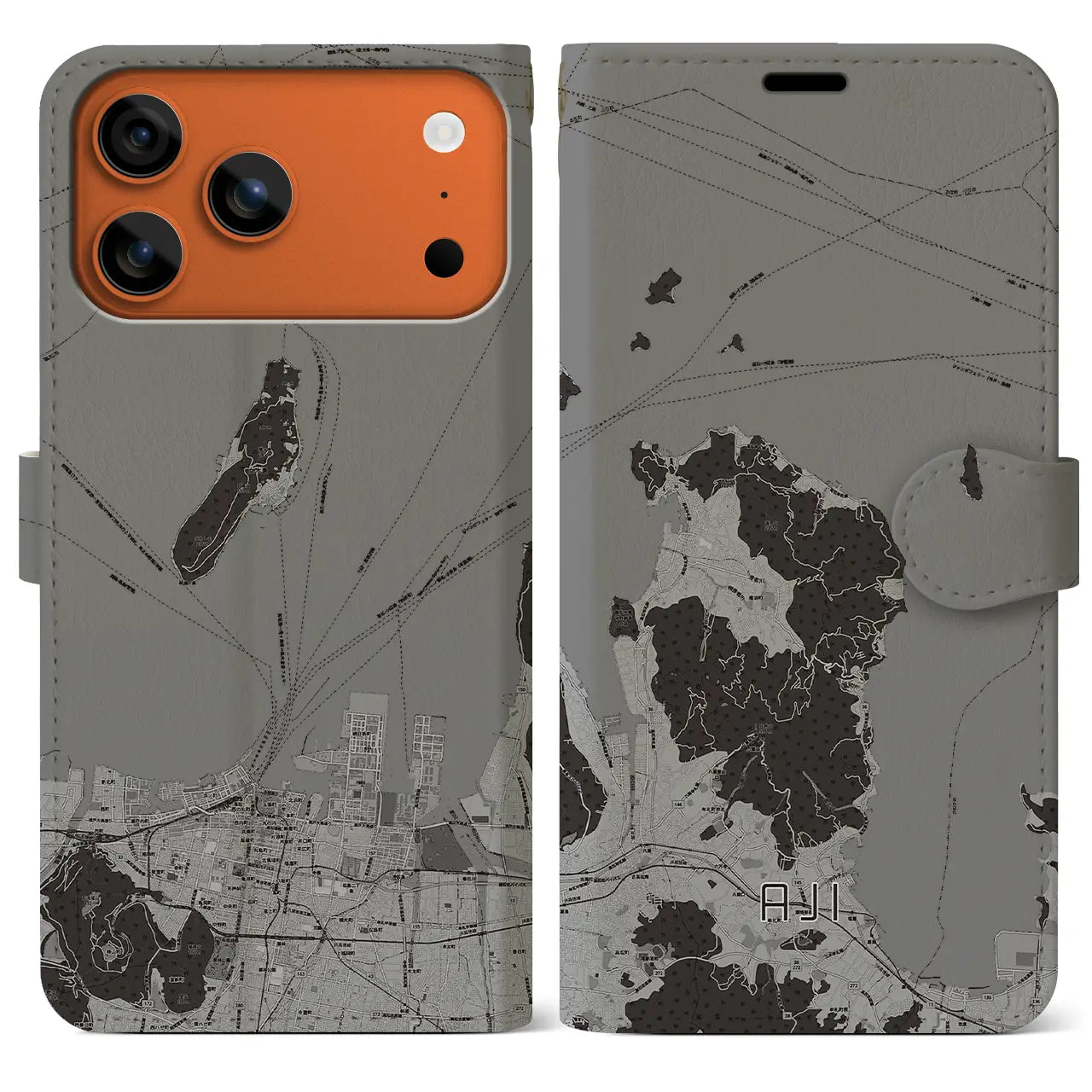 【庵治(香川県)】地図柄iPhoneケース(手帳タイプ)