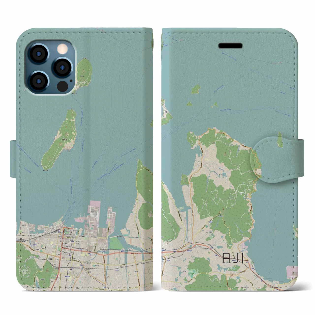 【庵治(香川県)】地図柄iPhoneケース(手帳タイプ)