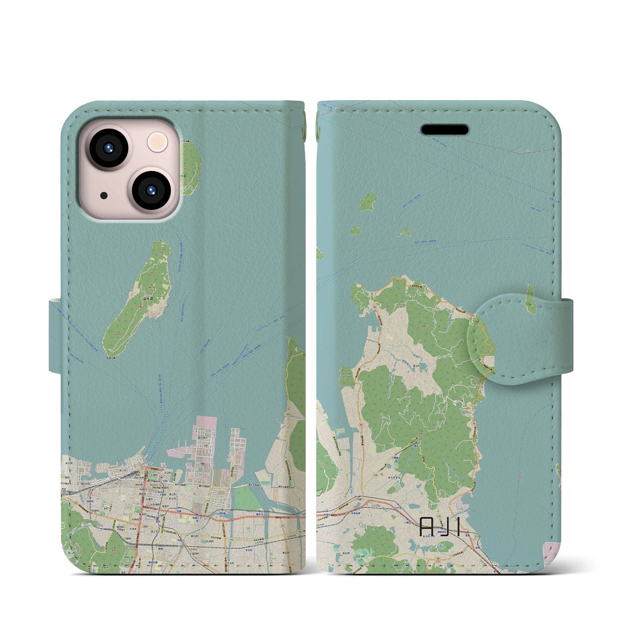 【庵治(香川県)】地図柄iPhoneケース(手帳タイプ)