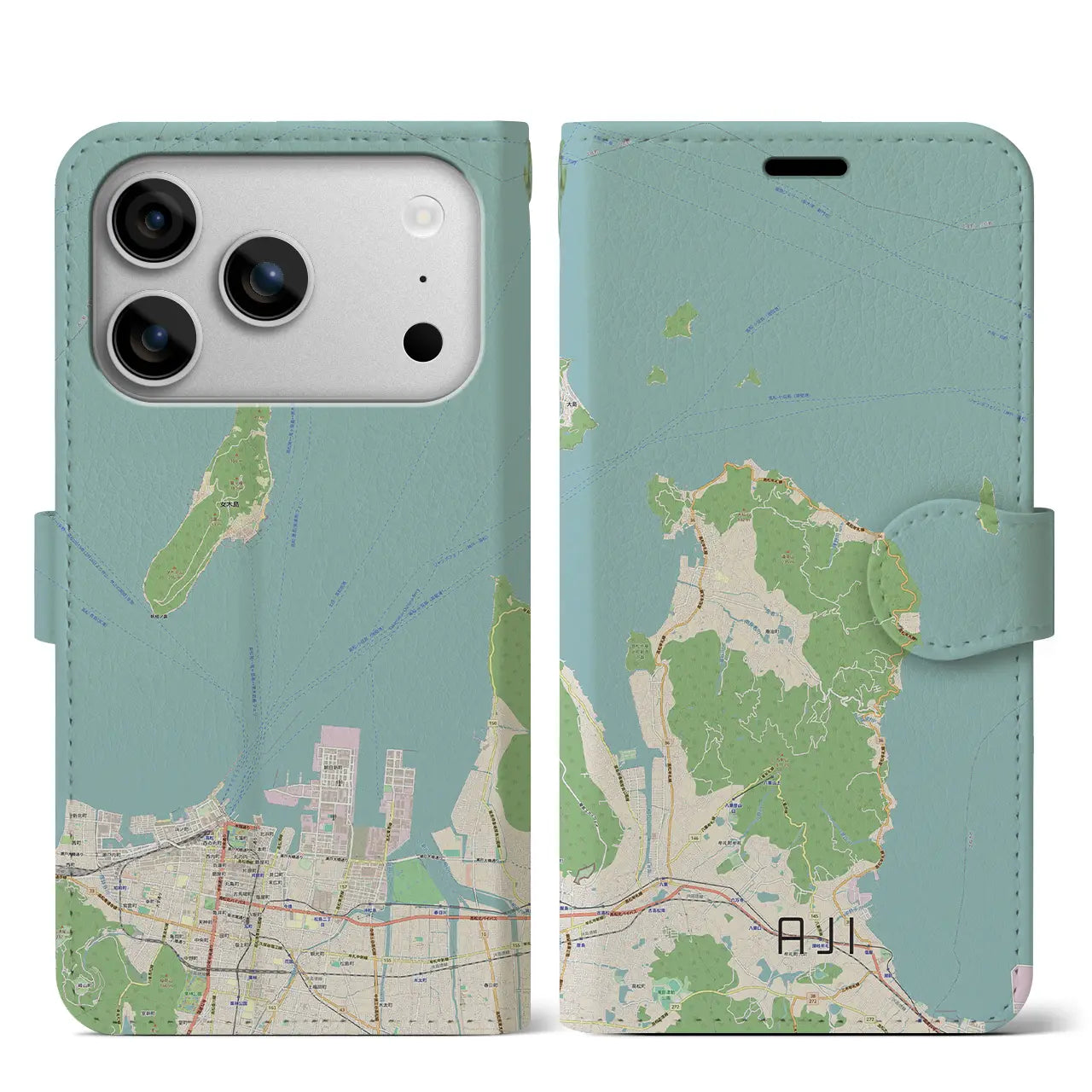 【庵治(香川県)】地図柄iPhoneケース(手帳タイプ)