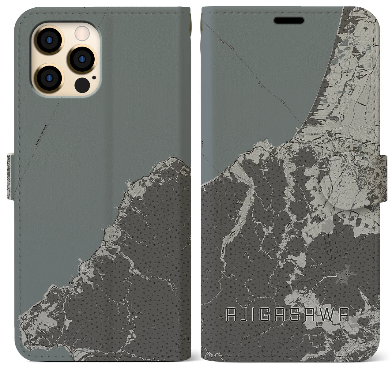 【鰺ヶ沢(青森県)】地図柄iPhoneケース(手帳タイプ)