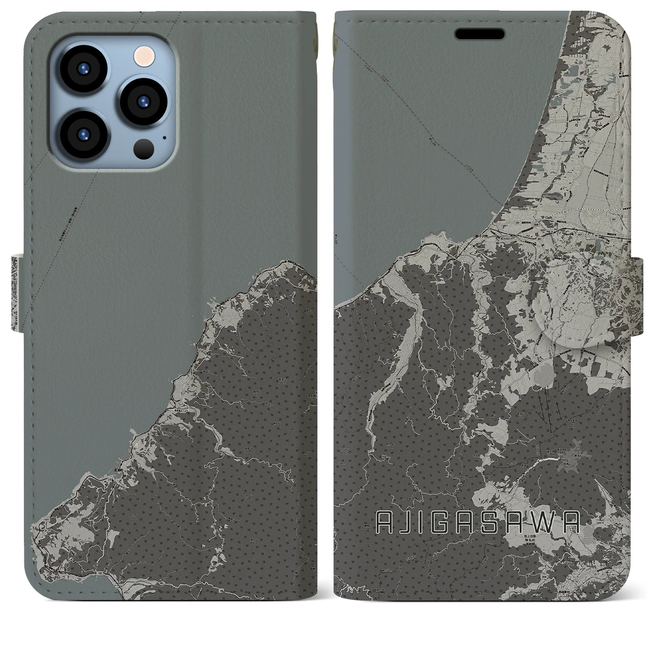 【鰺ヶ沢(青森県)】地図柄iPhoneケース(手帳タイプ)