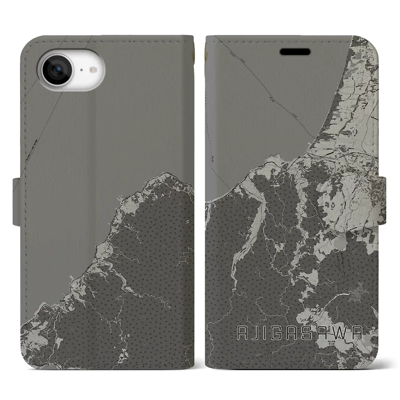 【鰺ヶ沢(青森県)】地図柄iPhoneケース(手帳タイプ)