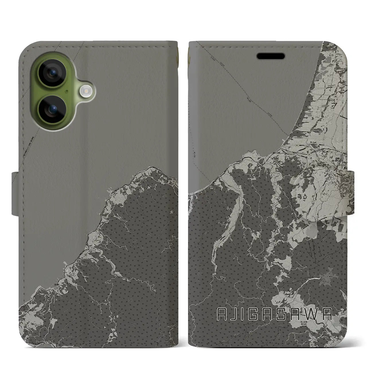 【鰺ヶ沢(青森県)】地図柄iPhoneケース(手帳タイプ)