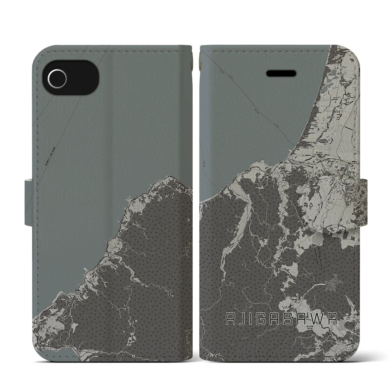 【鰺ヶ沢(青森県)】地図柄iPhoneケース(手帳タイプ)