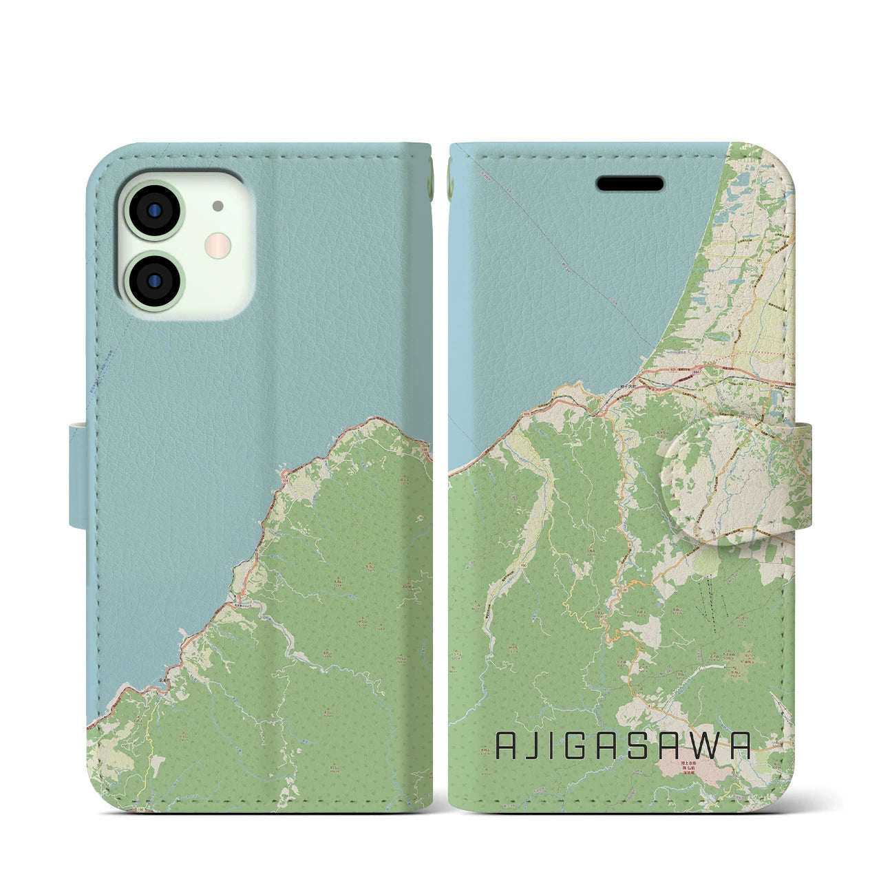 【鰺ヶ沢(青森県)】地図柄iPhoneケース(手帳タイプ)