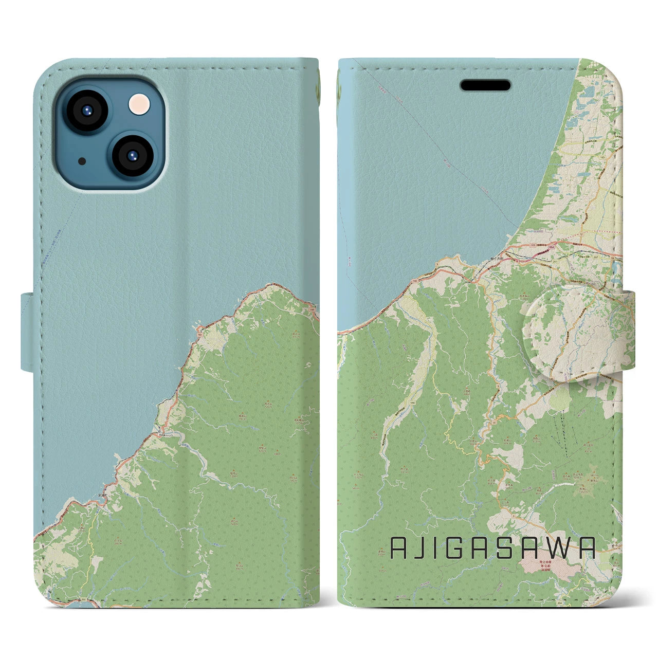 【鰺ヶ沢(青森県)】地図柄iPhoneケース(手帳タイプ)