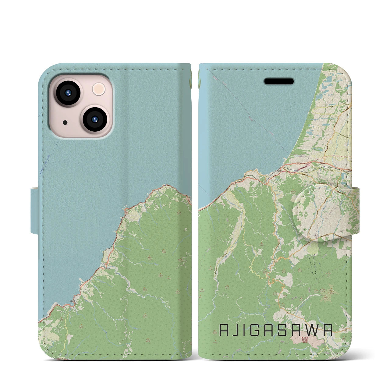 【鰺ヶ沢(青森県)】地図柄iPhoneケース(手帳タイプ)