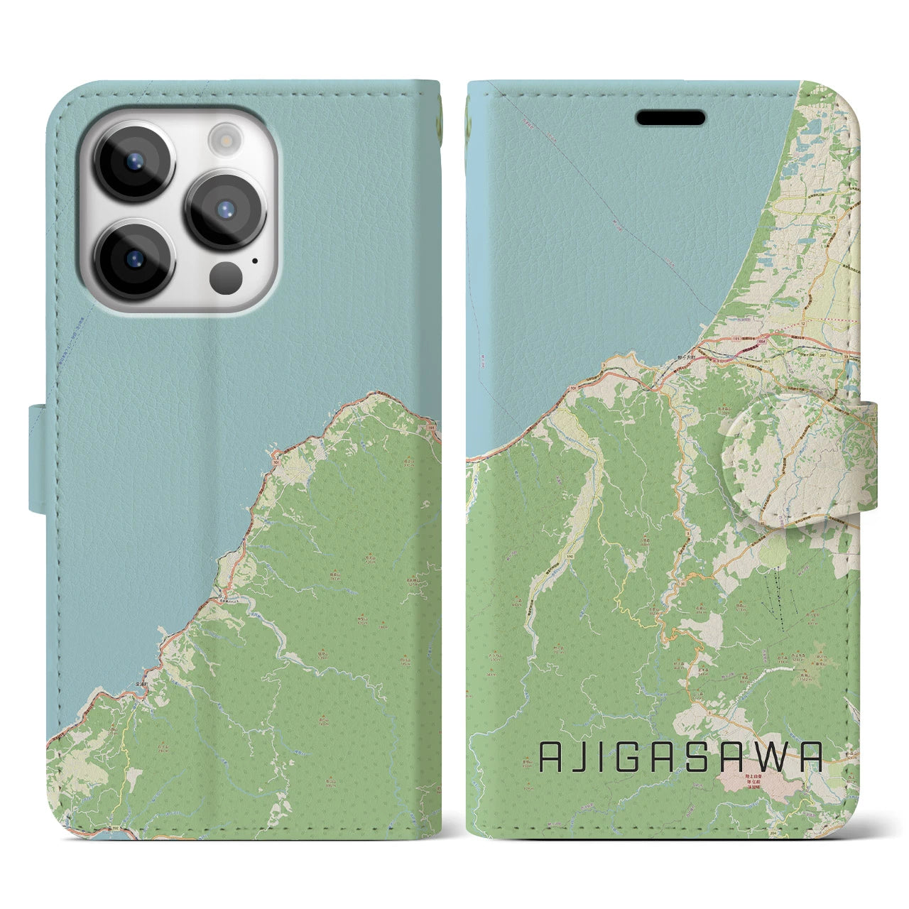 【鰺ヶ沢(青森県)】地図柄iPhoneケース(手帳タイプ)