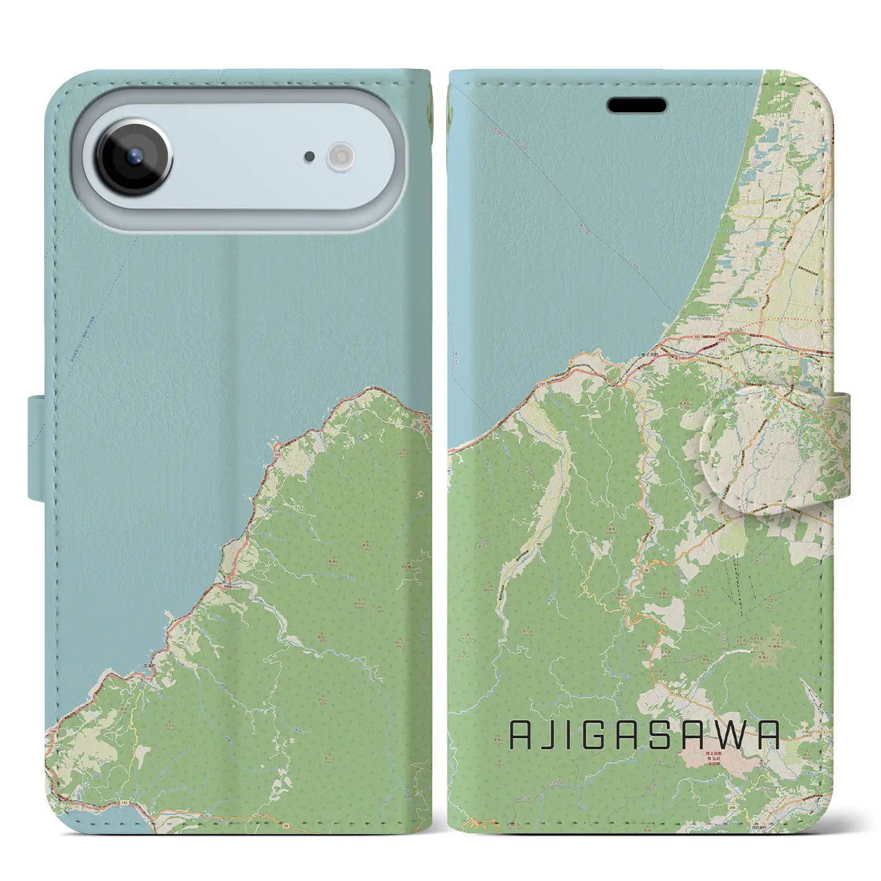 【鰺ヶ沢(青森県)】地図柄iPhoneケース(手帳タイプ)