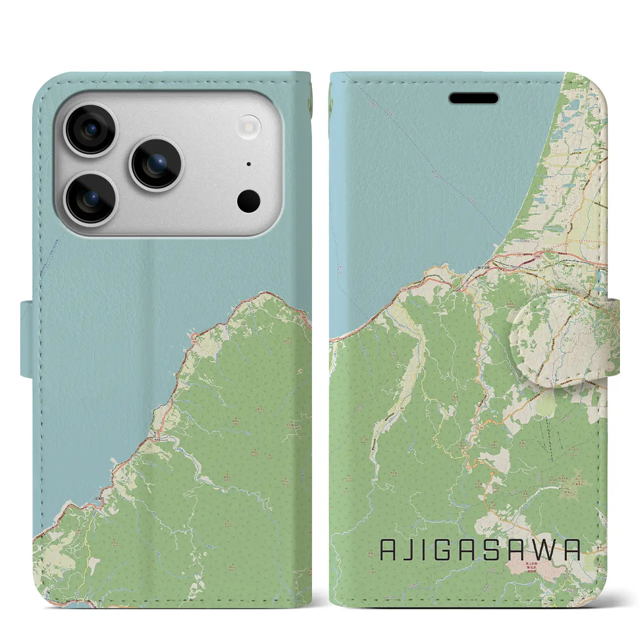 【鰺ヶ沢(青森県)】地図柄iPhoneケース(手帳タイプ)