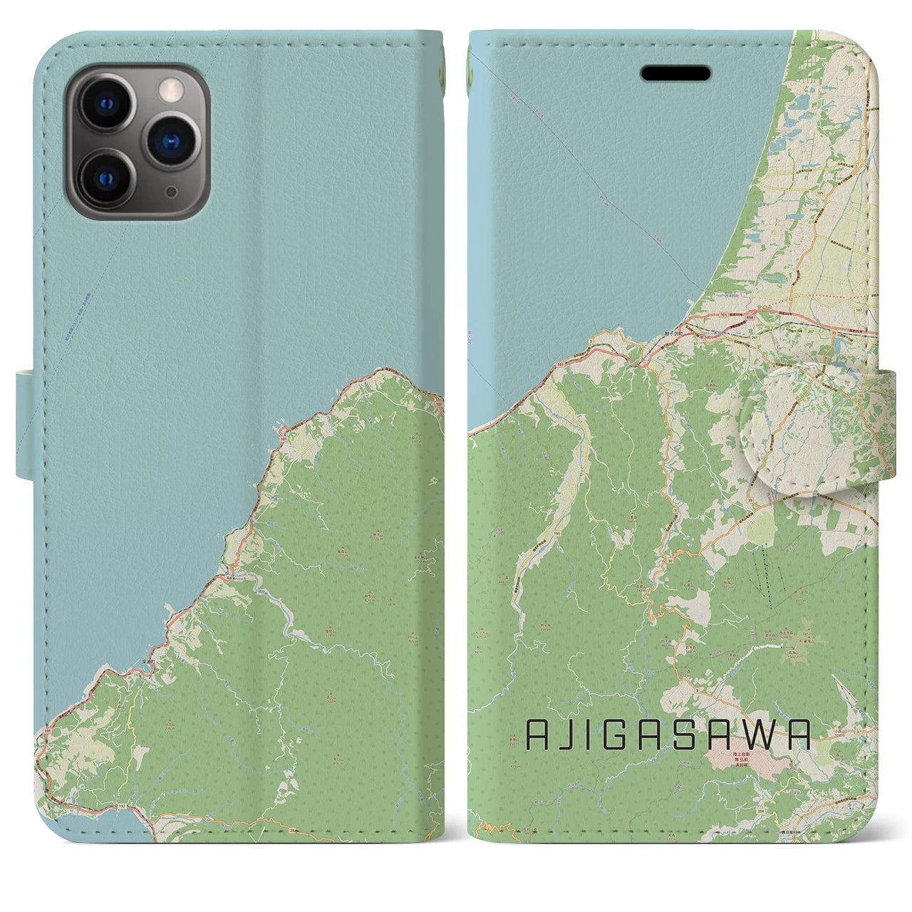 【鰺ヶ沢(青森県)】地図柄iPhoneケース(手帳タイプ)