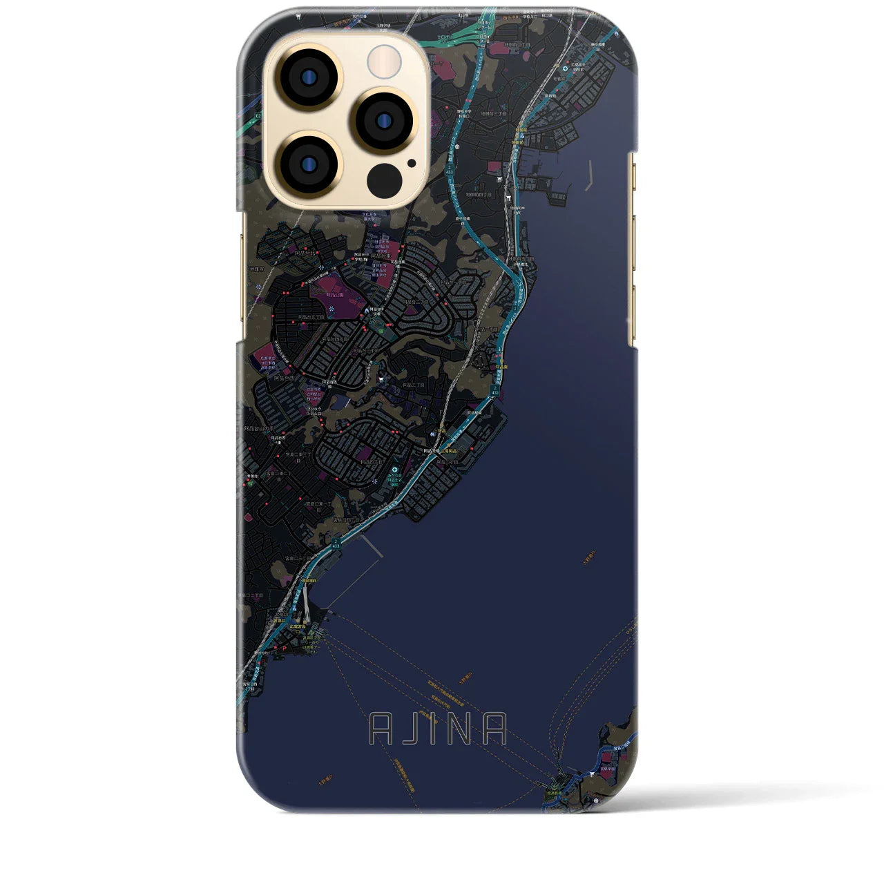 【阿品(広島県)】地図柄iPhoneケース(バックカバータイプ)