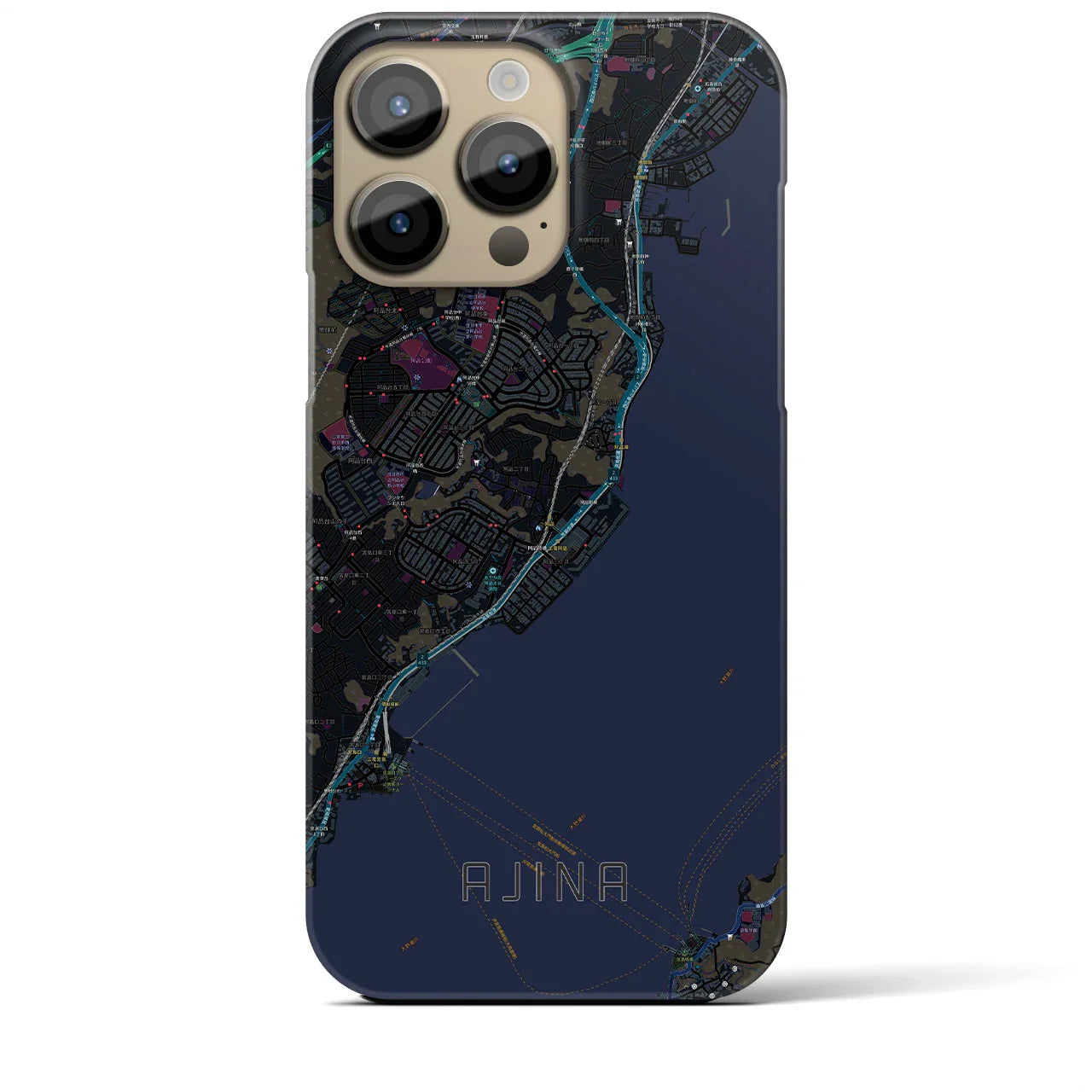 【阿品(広島県)】地図柄iPhoneケース(バックカバータイプ)