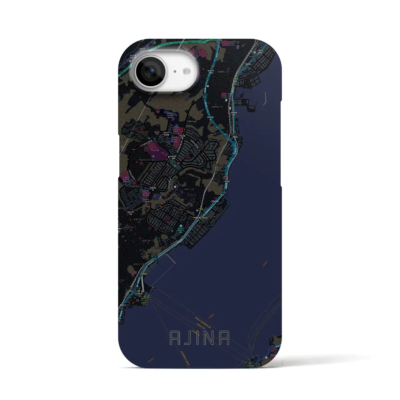 【阿品(広島県)】地図柄iPhoneケース(バックカバータイプ)