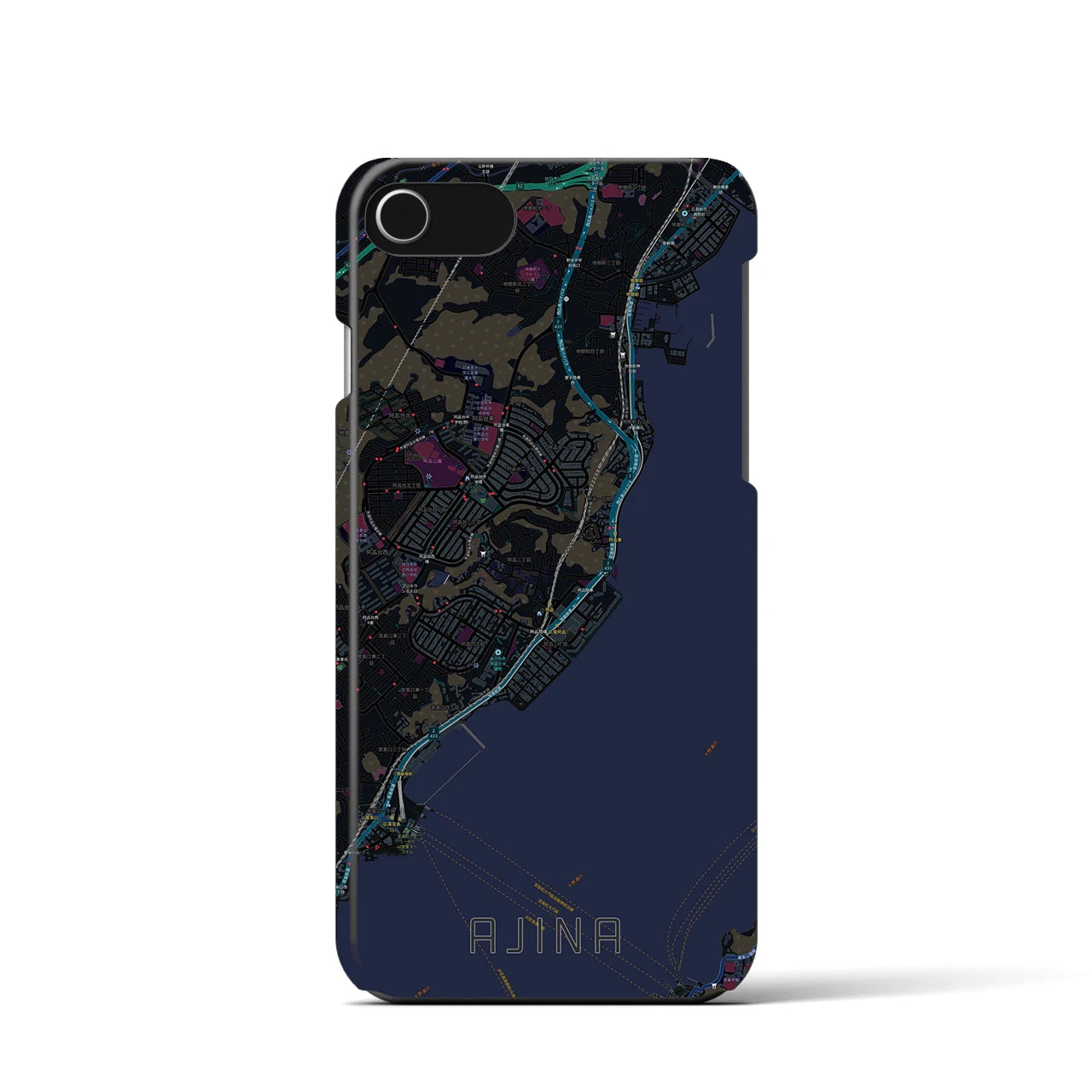 【阿品(広島県)】地図柄iPhoneケース(バックカバータイプ)