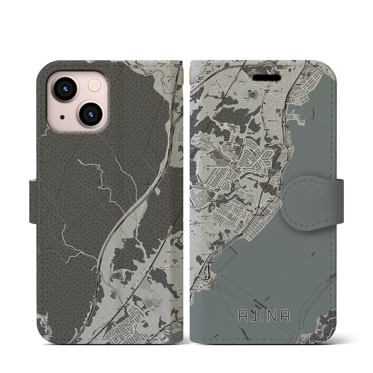 【阿品(広島県)】地図柄iPhoneケース(手帳タイプ)