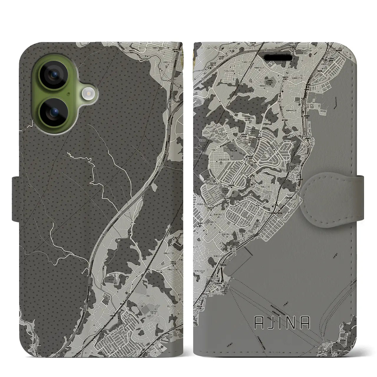 【阿品(広島県)】地図柄iPhoneケース(手帳タイプ)