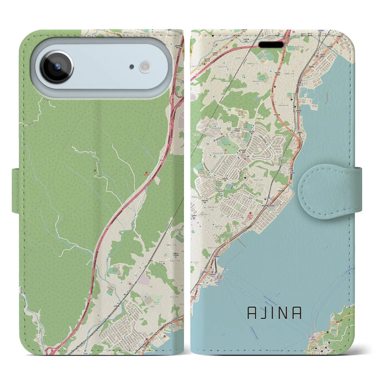 【阿品(広島県)】地図柄iPhoneケース(手帳タイプ)