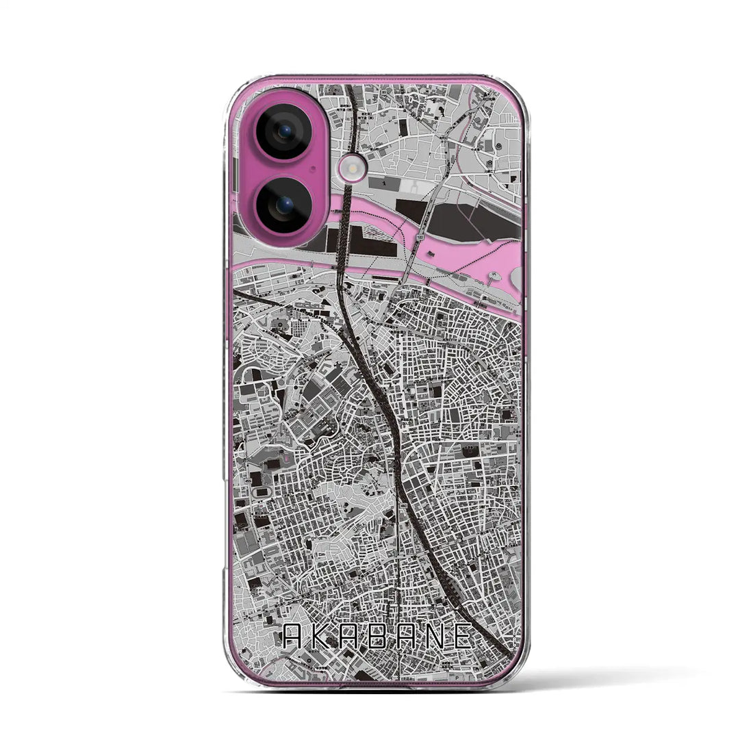 【赤羽(東京都)】地図柄iPhoneケース(クリアタイプ)モノトーン・iPhone 16 Pro 用