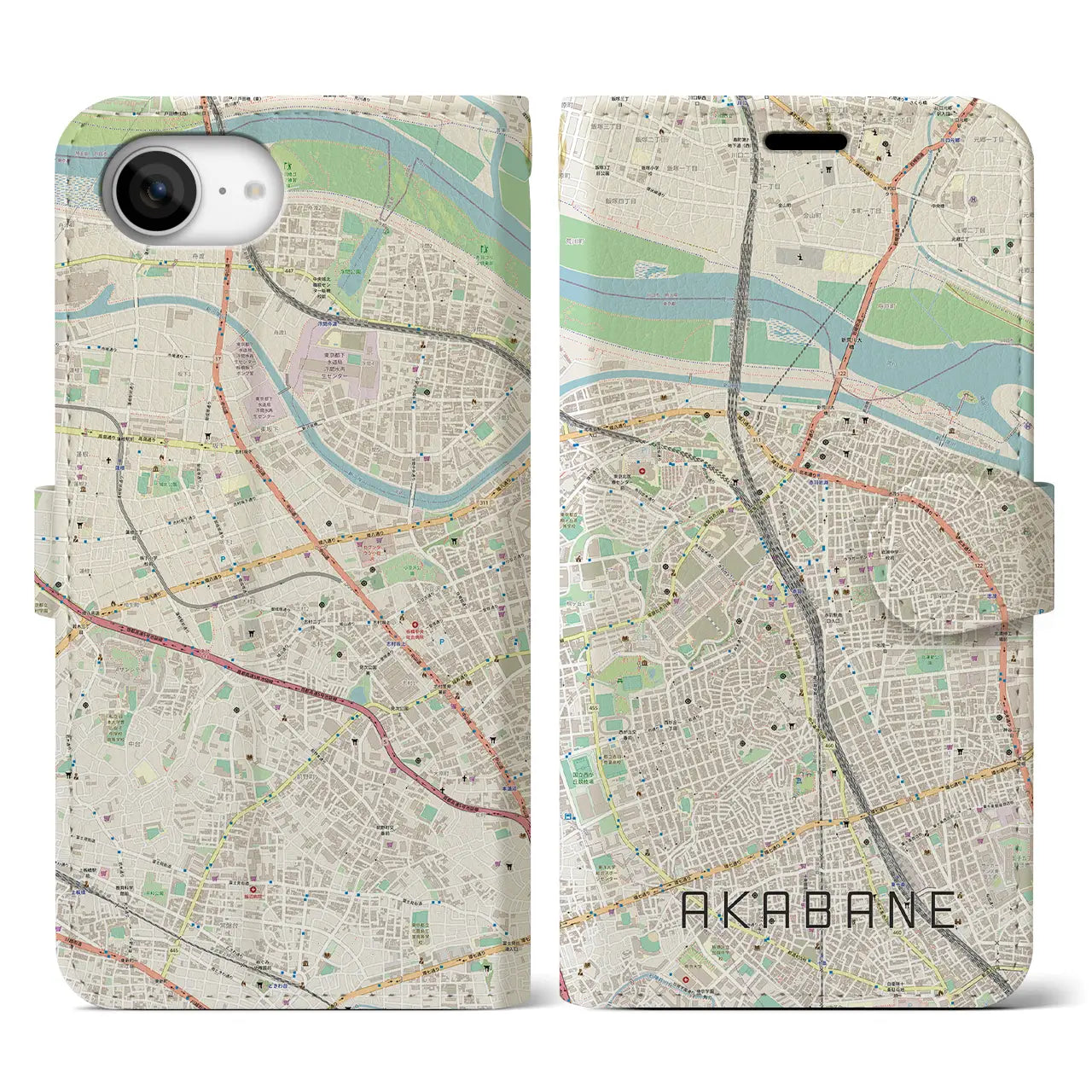 【赤羽(東京都)】地図柄iPhoneケース(手帳タイプ)