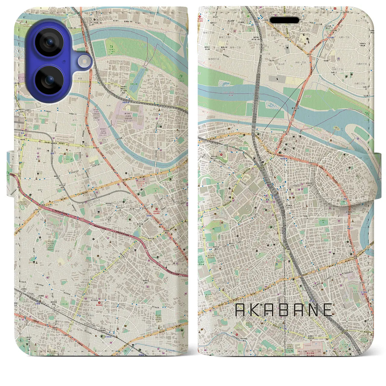 【赤羽(東京都)】地図柄iPhoneケース(手帳タイプ)ナチュラル・iPhone 16 Pro Max 用