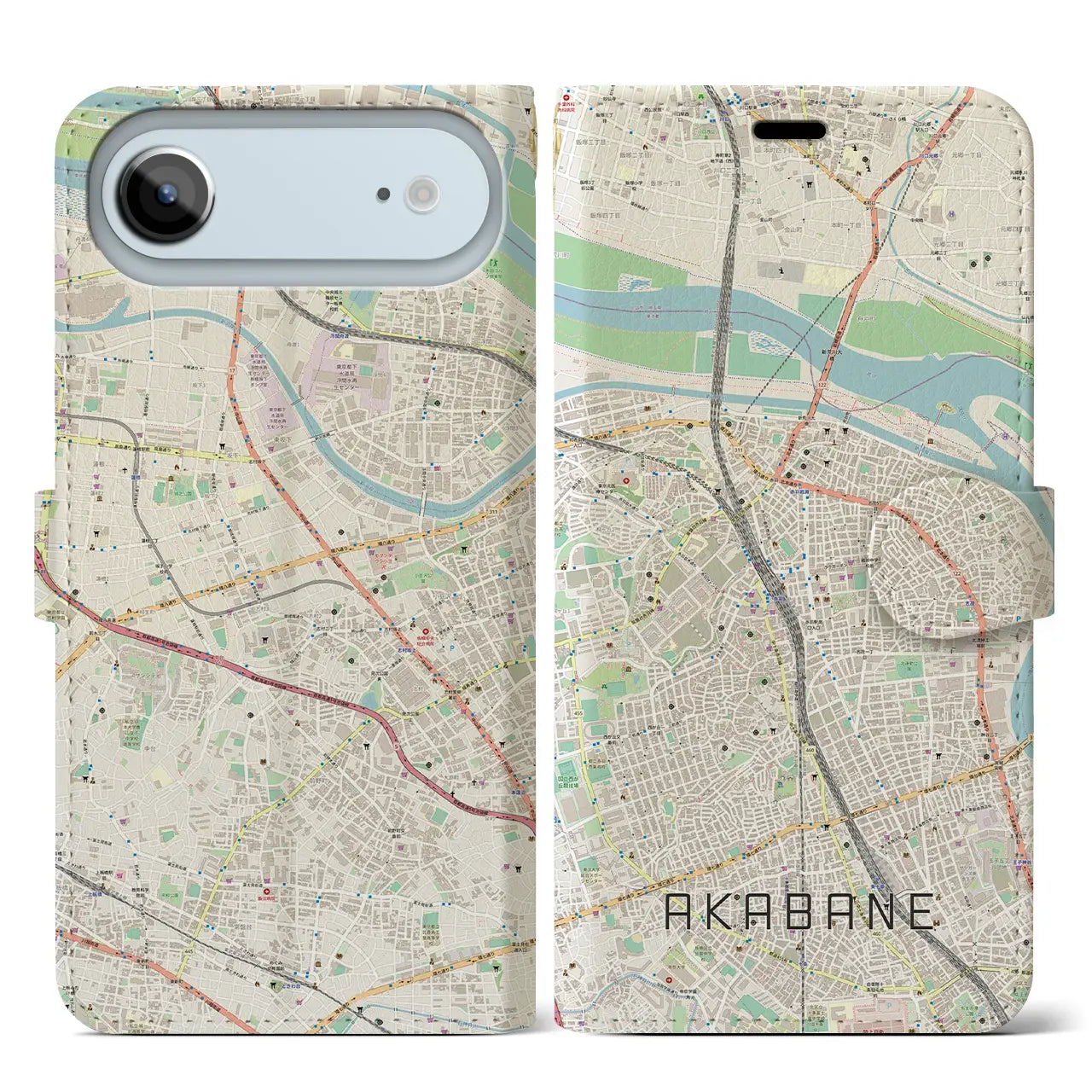 【赤羽(東京都)】地図柄iPhoneケース(手帳タイプ)モノトーン・iPhone 17 Pro Max 用