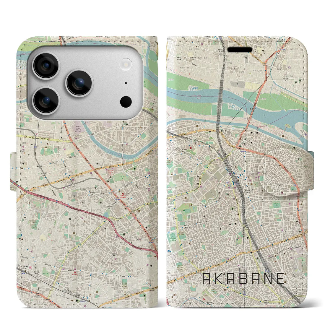 【赤羽(東京都)】地図柄iPhoneケース(手帳タイプ)ナチュラル・iPhone 17 Pro Max 用