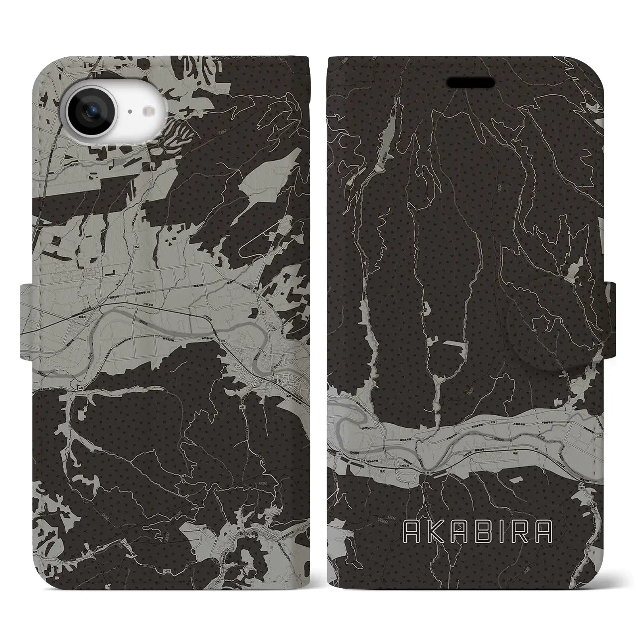 【赤平(北海道)】地図柄iPhoneケース(手帳タイプ)