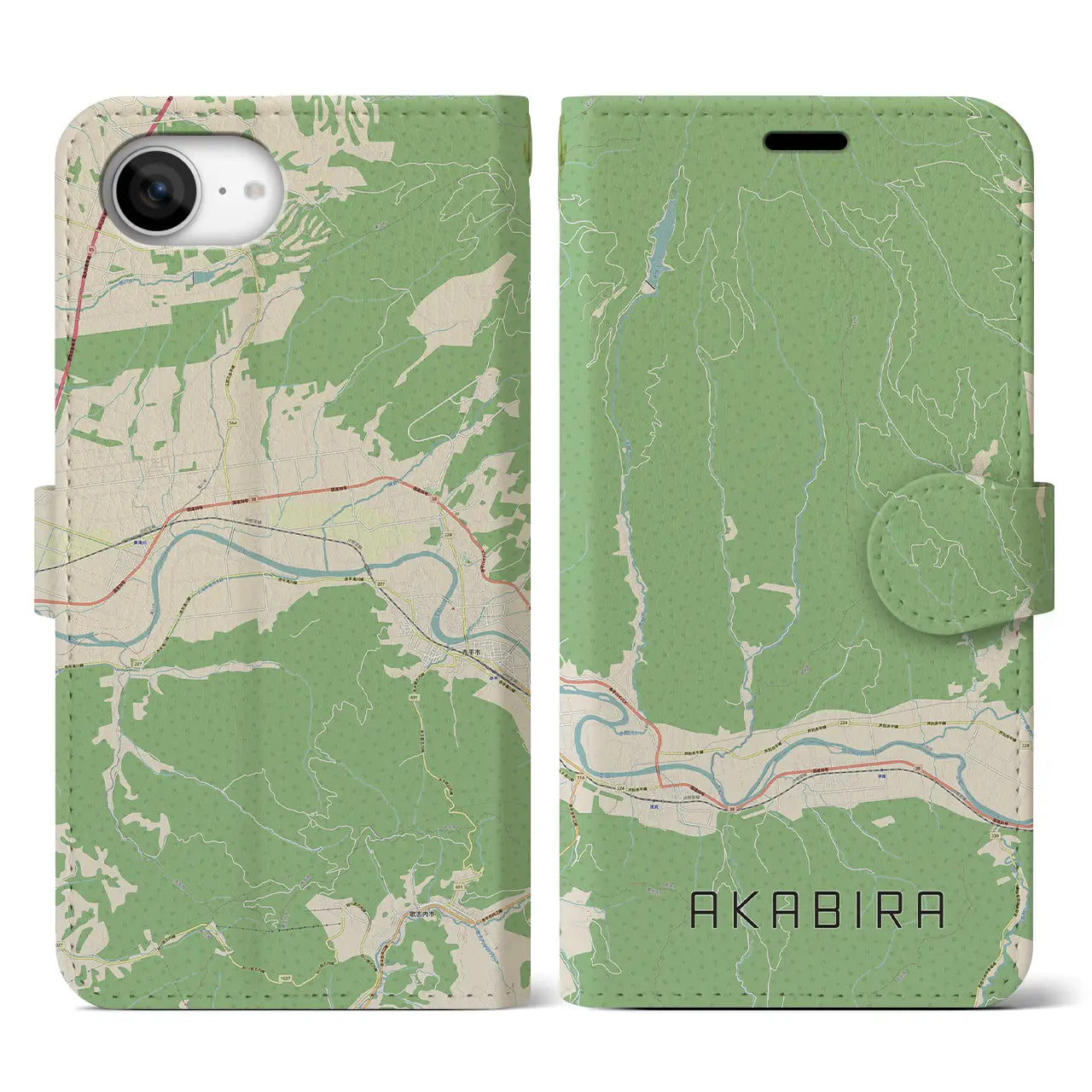 【赤平(北海道)】地図柄iPhoneケース(手帳タイプ)