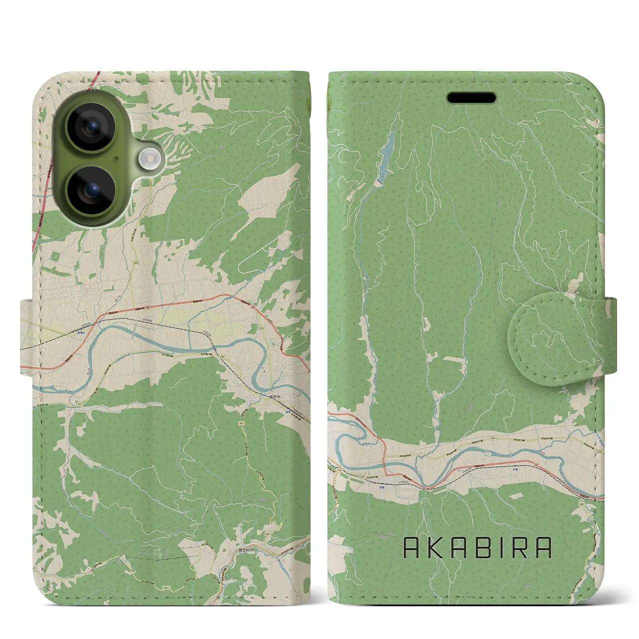 【赤平(北海道)】地図柄iPhoneケース(手帳タイプ)