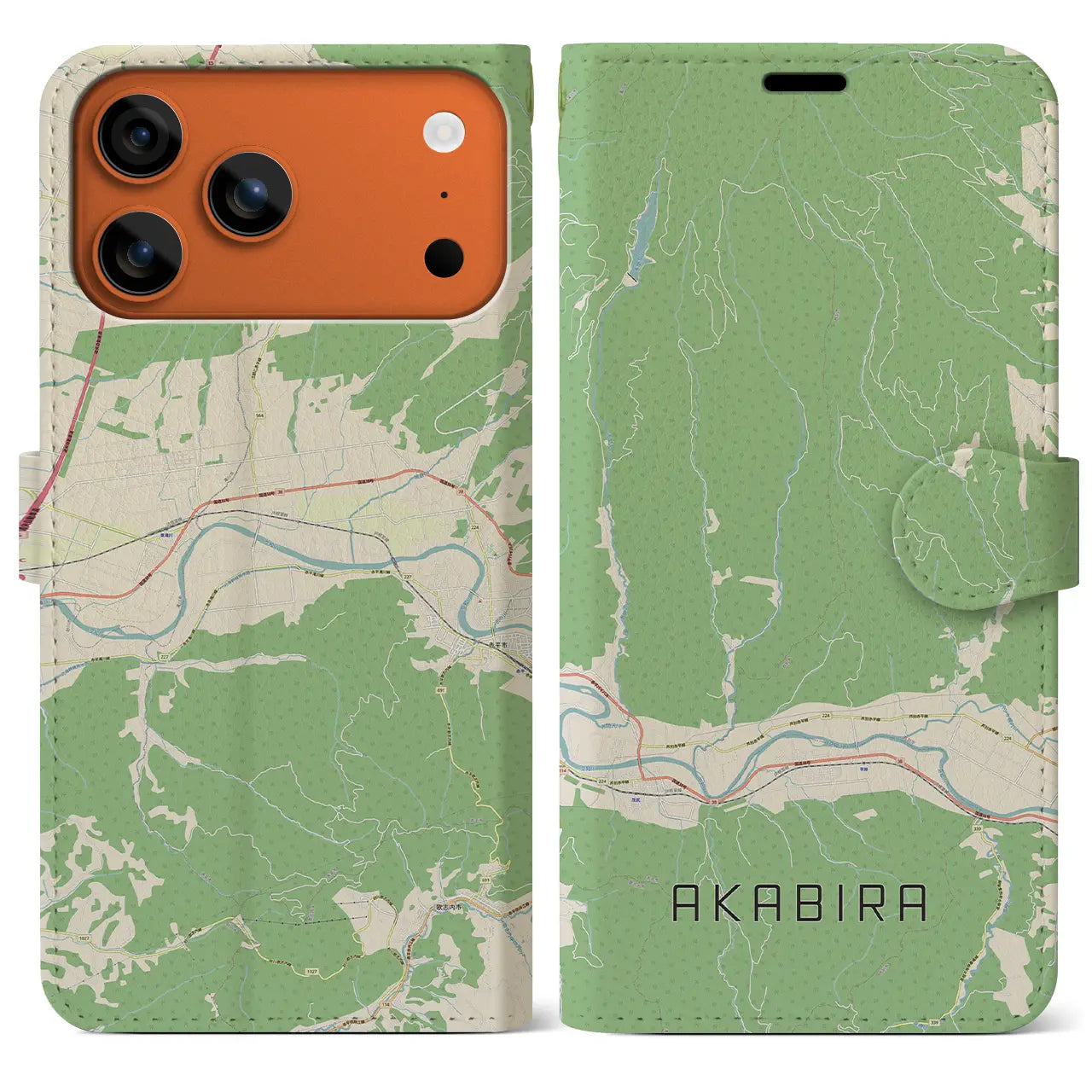 【赤平(北海道)】地図柄iPhoneケース(手帳タイプ)