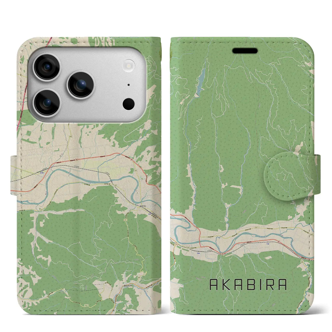 【赤平(北海道)】地図柄iPhoneケース(手帳タイプ)