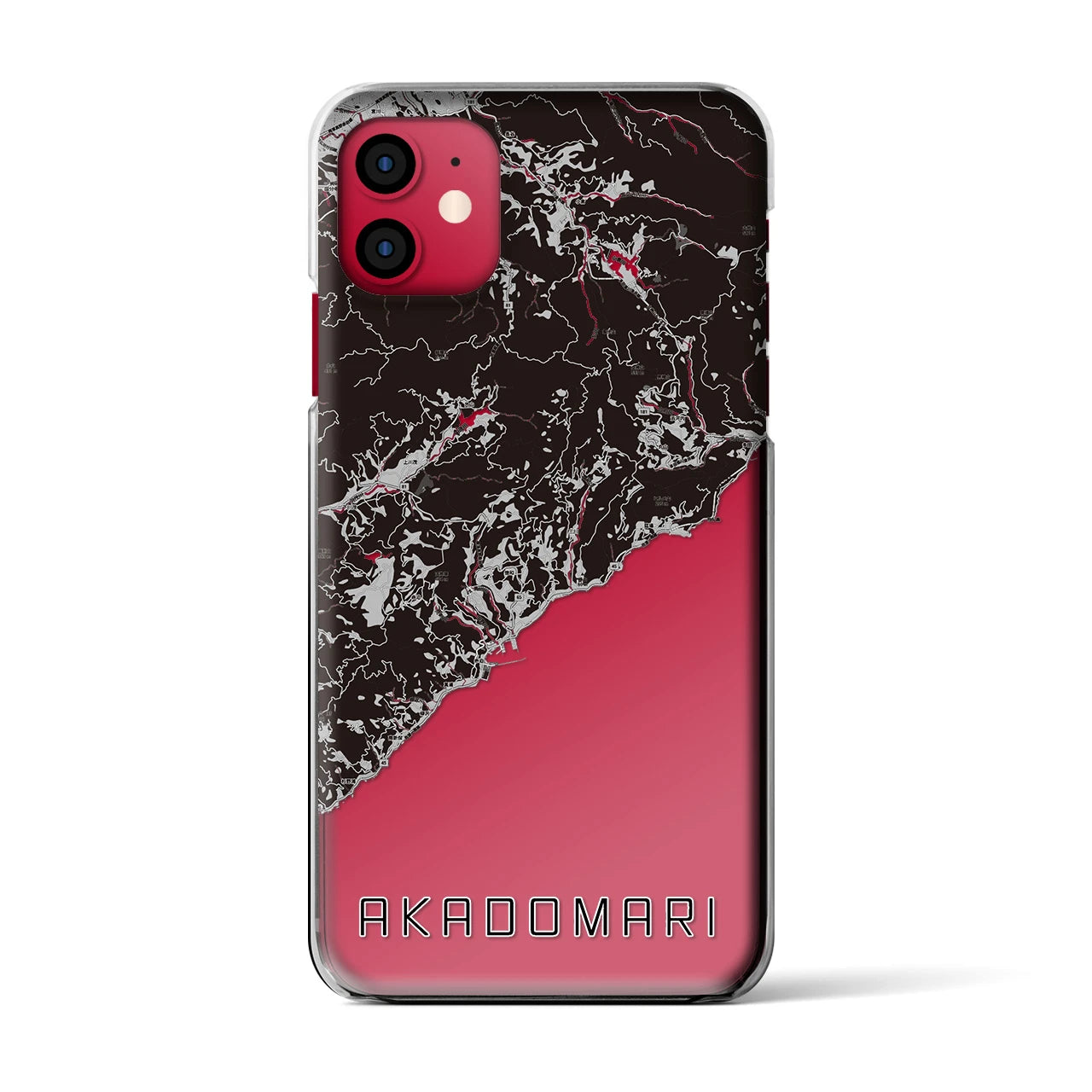 【赤泊(新潟県)】地図柄iPhoneケース(クリアタイプ)モノトーン・iPhone 11 用