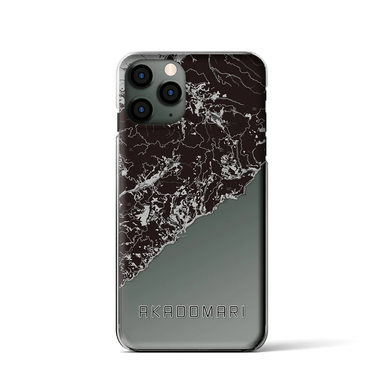 【赤泊(新潟県)】地図柄iPhoneケース(クリアタイプ)モノトーン・iPhone 11 Pro 用