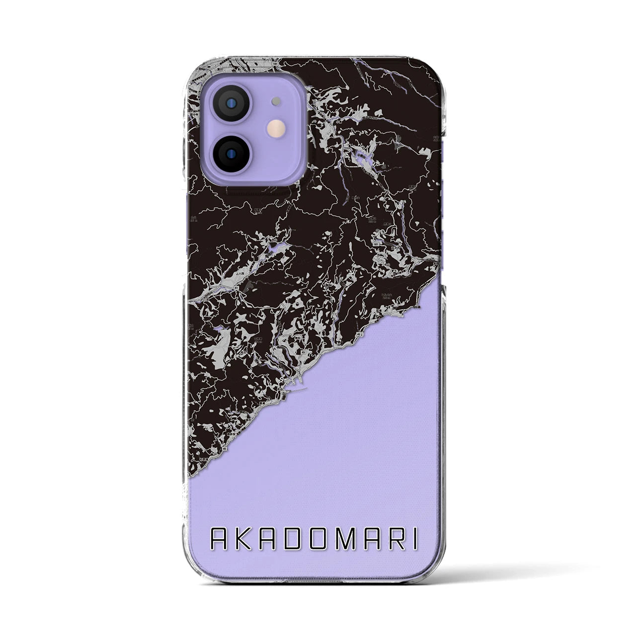 【赤泊(新潟県)】地図柄iPhoneケース(クリアタイプ)モノトーン・iPhone 12 / 12 Pro 用