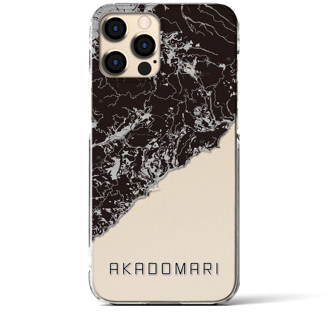 【赤泊(新潟県)】地図柄iPhoneケース(クリアタイプ)モノトーン・iPhone 12 Pro Max 用