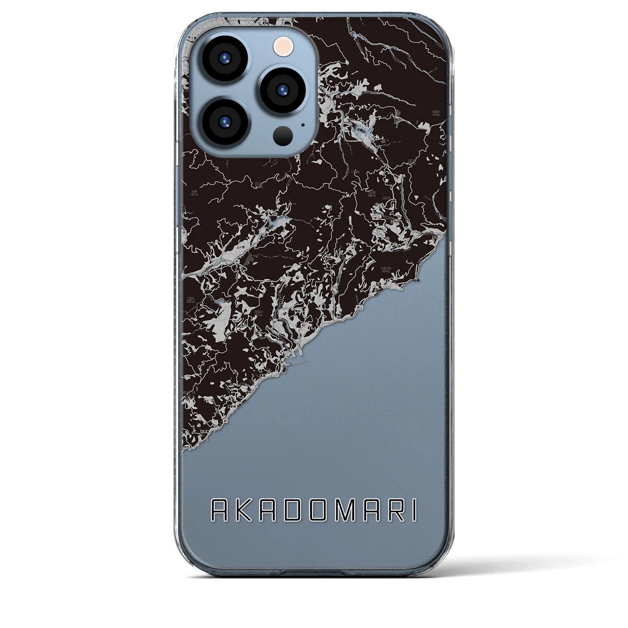 【赤泊(新潟県)】地図柄iPhoneケース(クリアタイプ)モノトーン・iPhone 13 Pro Max 用