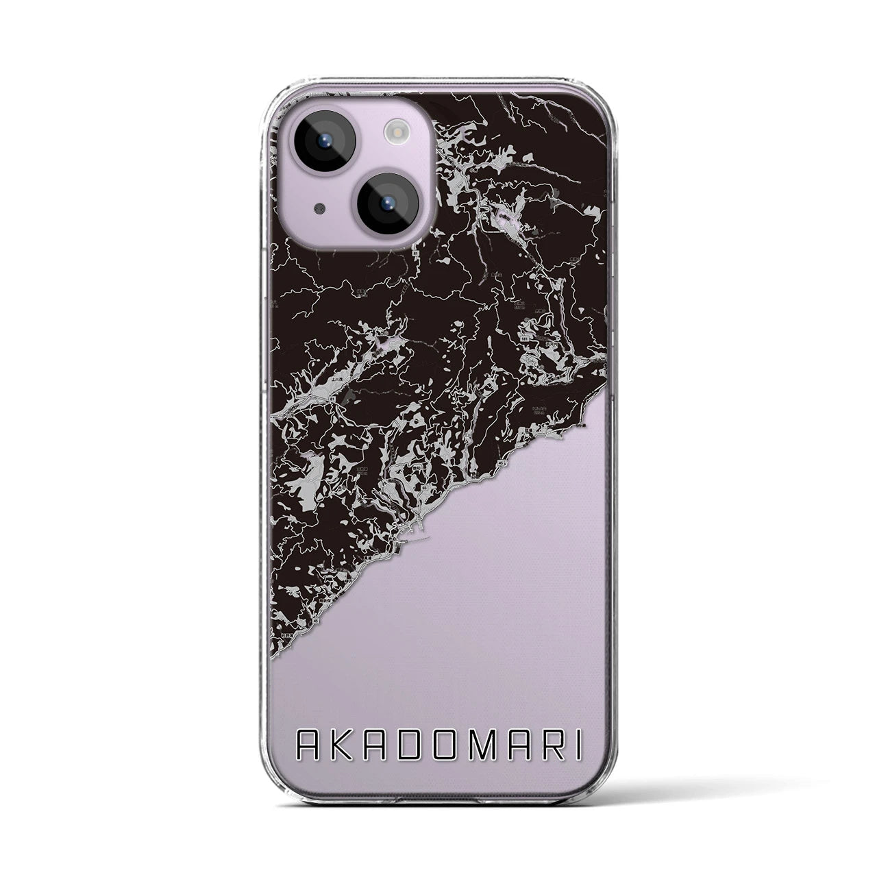 【赤泊(新潟県)】地図柄iPhoneケース(クリアタイプ)モノトーン・iPhone 14 用